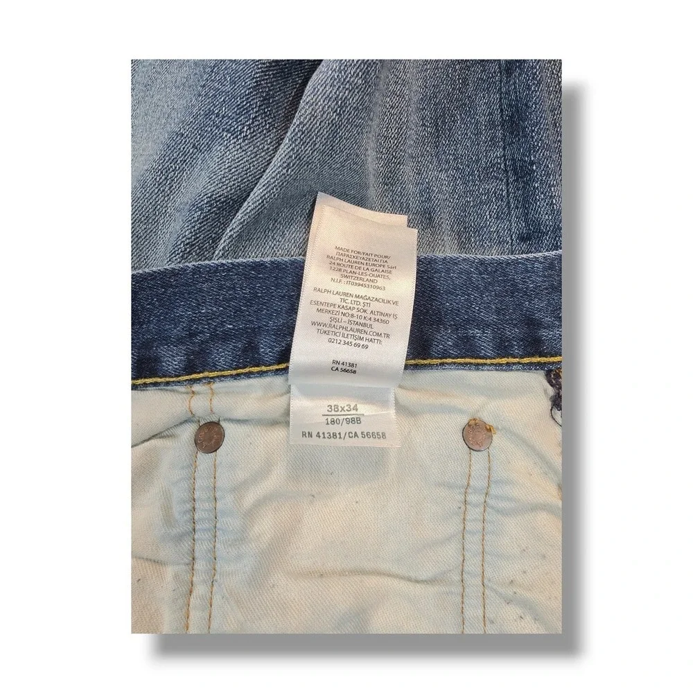 Polo Ralph Lauren Sullivan Slim Stretch Blue Denim Jeans Men's 38X34 Measures 40